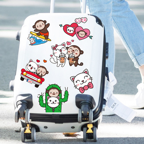 可爱卡通小图案贴纸装饰品衣柜门贴行李箱桌面墙面遮丑补洞墙贴画 - 图1