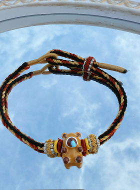 足银999卡皮巴拉手链纯银招财纳福手工编织手绳女友儿童节日礼物