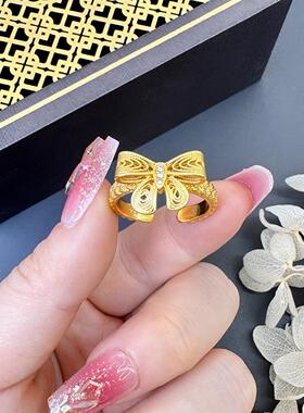 古法越南沙金蝴蝶结戒指