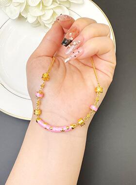 越南沙金莫奈花园复古锁骨链