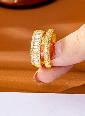 越南沙金镂空镶锆气质女戒