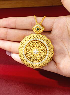 越南沙金镶钻八宝罗盘项链