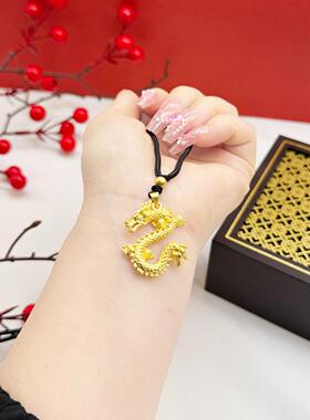 古法生肖龙项链中国风沙金饰品