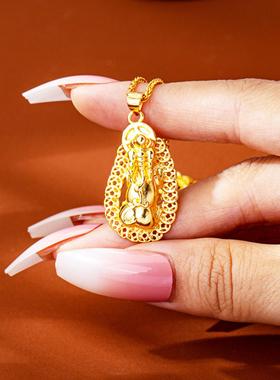 国潮铜钱貔貅沙金项链女