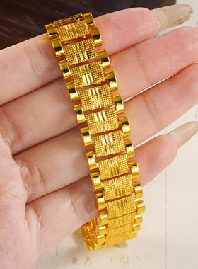越南沙金男士手链古法仿金宽面