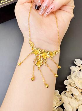 藤蔓花朵沙金流苏项链女轻奢复古