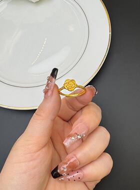 越南沙金玫瑰食指戒宫廷国潮设计