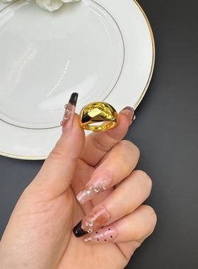 新中式沙金素圈指环女简约饰品