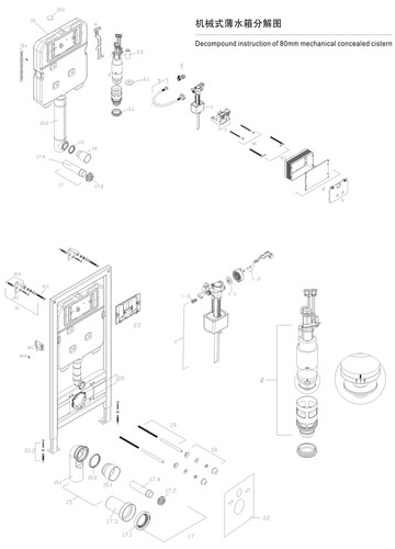 轩斯宝HANSBO隐藏式水箱配件面板进水阀上水器出水阀排水阀船舶用 - 图3