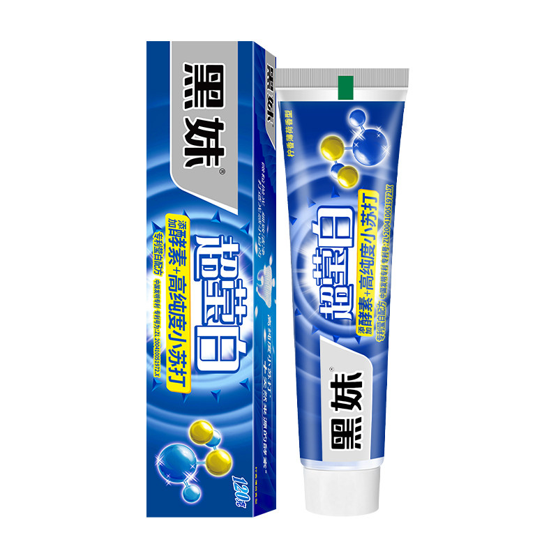 黑妹超莹白牙膏清新口气柠檬味男女士牙膏家庭实惠装官方正品旗舰