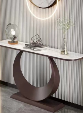 入户简约意式轻奢岩板现代客厅落地酒店进门摆件靠墙玄关桌