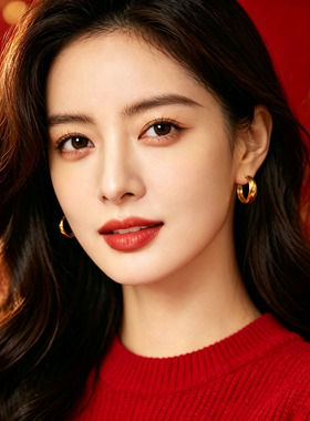金色耳环双树叶女经典