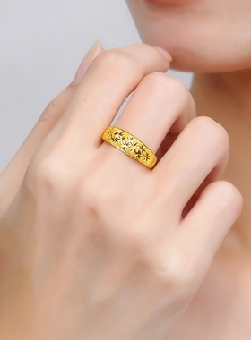 满天星金色戒指男女款可调节开口