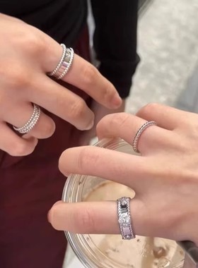 轻奢18K玫瑰金米珠戒指女设计感日常百搭叠戴神器素圈食珠珠指环