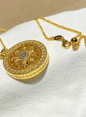 S925纯银国风八宝罗盘妈妈项链轻奢复古新中式女款套链送老师礼物