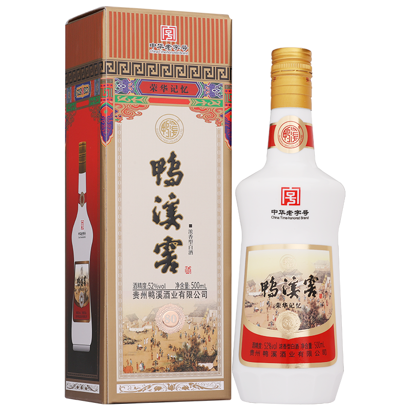 鸭溪窖酒 浓香型纯粮食白酒 荣华记忆80版 52度 500ml*6瓶 整箱装 - 图1