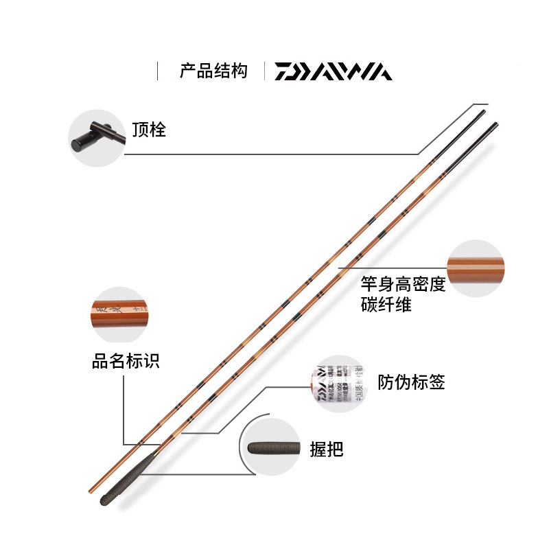 DAIWA/达亿瓦 月光 并继式碳素鲫鱼竿 3.6/4.5/5.4/6.3手竿钓鱼竿