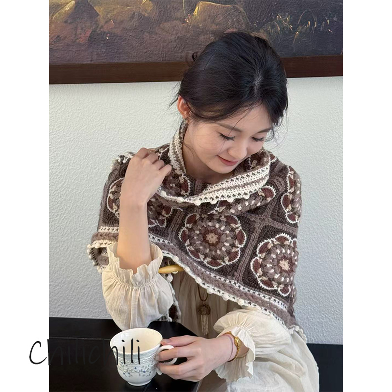 CHILI 原创小众设计手工创意礼物羊毛秋冬祖母格复古披肩毛毯材料 - 图2