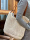 2024 new large capacity single shoulder cotton woven bag new hollow mesh tote bag seaside vacation beach bag