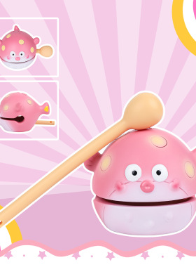 可爱河豚小木鱼创意办公室摆件