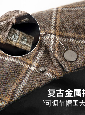 格子贝雷帽前进帽格纹复古秋冬季