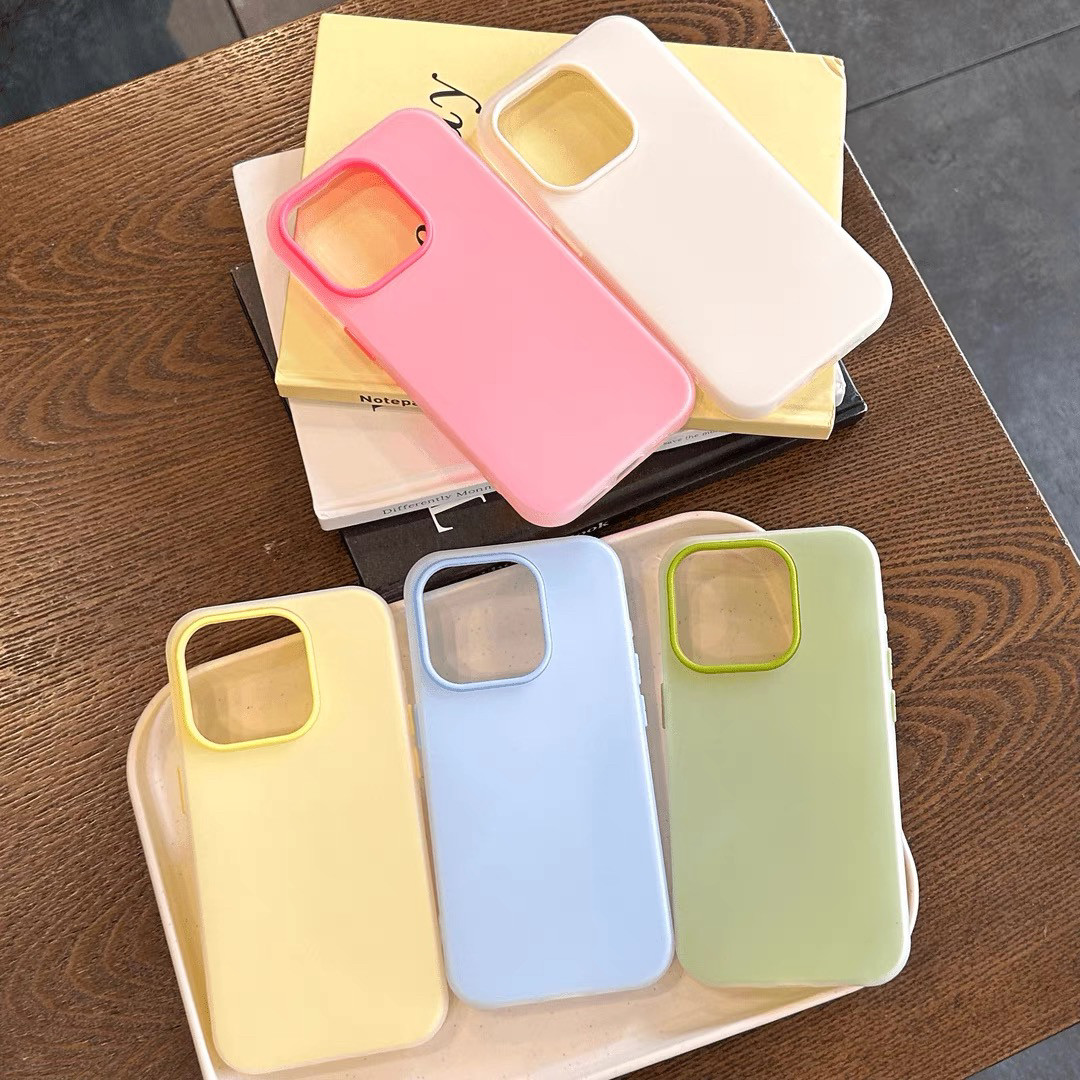 纯色简约二合一放照片果冻壳适用iPhone15Plus手机壳软磨砂苹果15ProMax新款防摔12男女款13Pro硅胶保护壳