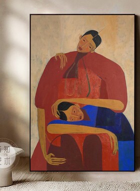 毕加索抽象人物装饰画复古艺术客厅落地画挂画高级感沙发玄关壁画