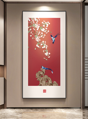 喜气盈门玄关装饰画新中式入户正