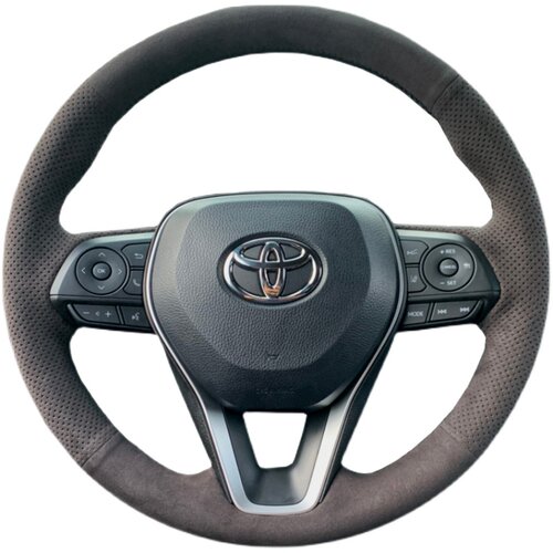 适用于丰田新卡罗拉雷凌八代凯美瑞亚洲龙RAV4翻毛皮手缝方向盘套 - 图3