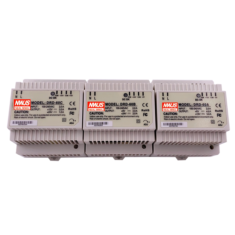 DRD-60A导轨D-60B D-60C双组两路输出开关电源5V4A 12V3A 24V1.8A - 图2