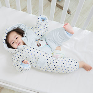 阳光菊 韩国绒可拆帽婴儿棉衣连体衣爬服 连身衣套装 卡通绣