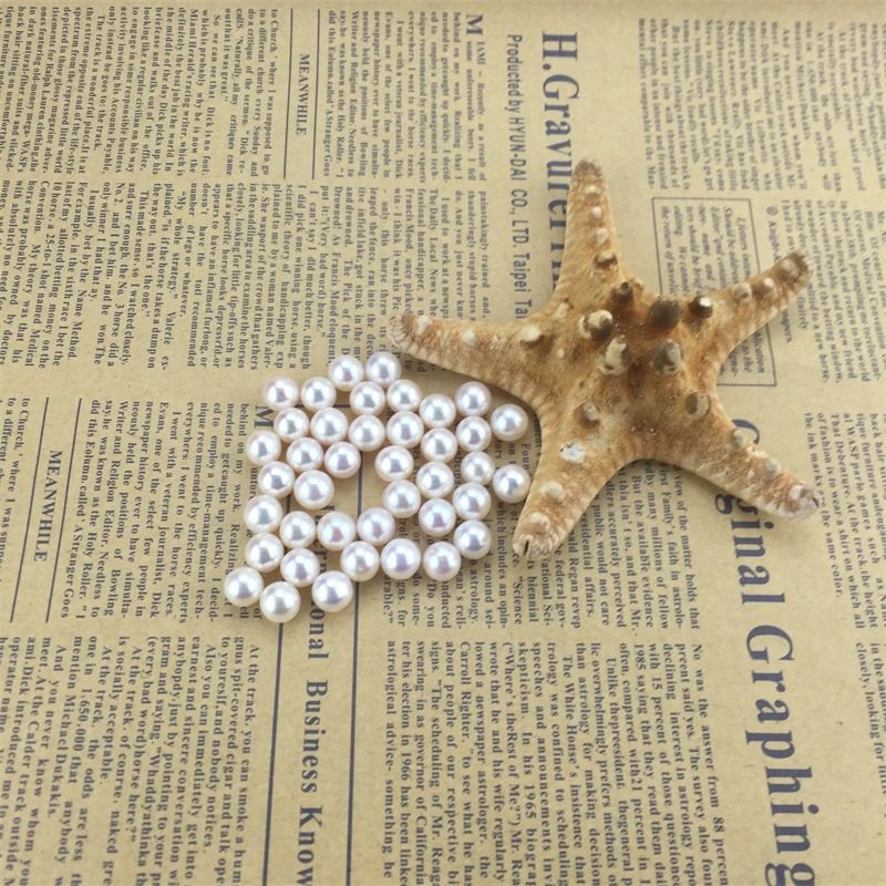 Natural color freshwater pearl particles 3-12-13MM round free punched loose beads loose beads handmade ring pendant