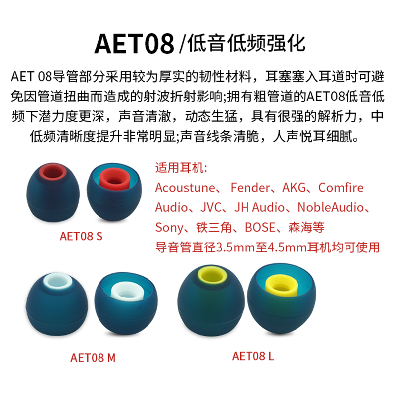 Acoustune AET07耳机套aet08耳塞套入耳硅胶套aet06双节套耳帽冒-图2