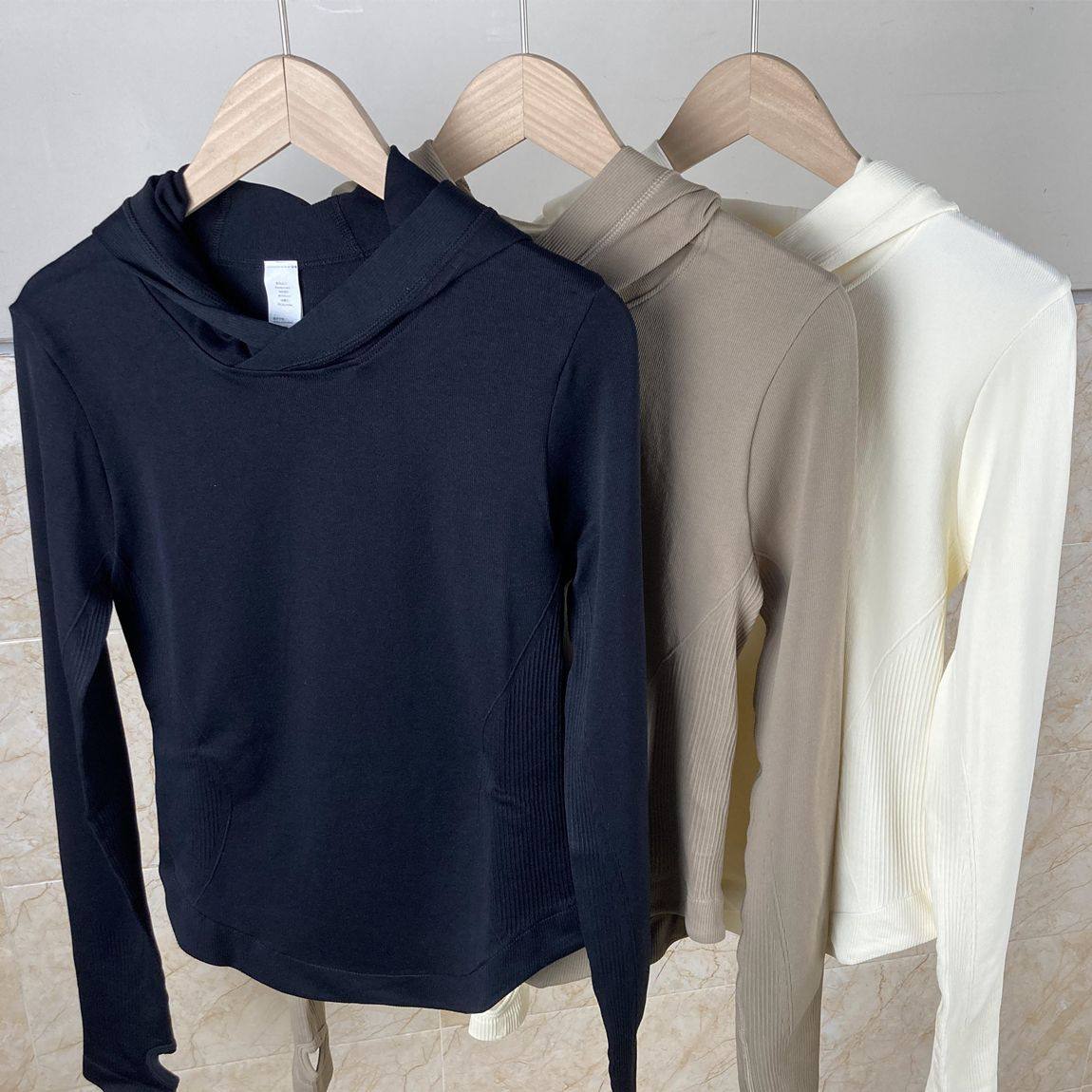 lu同款秋冬瑜伽服外套长袖连帽休闲修身健身针织高弹力速干卫衣,淘宝优惠券,粉丝福利购,淘宝优惠卷