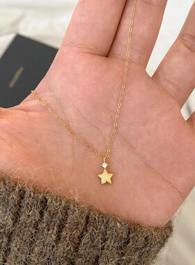 简约拉丝锆石星星项链女时尚气质韩式五角星吊坠ins轻奢锁骨链潮