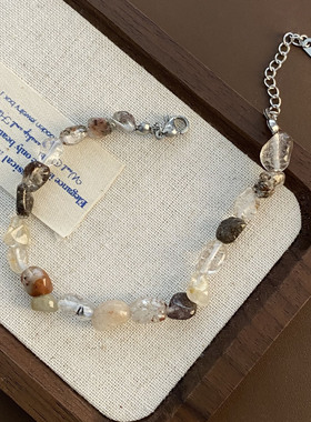 轻奢复古手链高级不规则天然石头套装锁骨链时尚休闲风项链女式