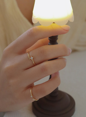 闪钻开口食指戒开口叠戴尾戒女小众设计感关节戒时尚简约百搭戒指