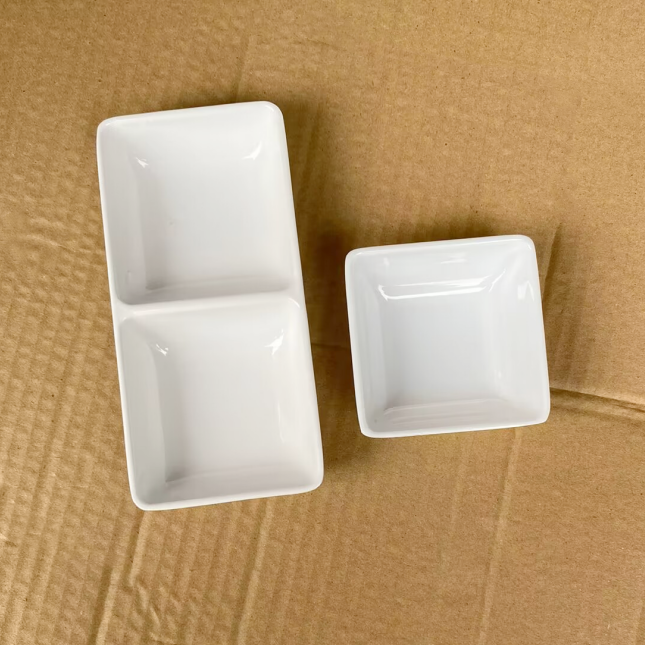 A5密胺餐具调味碟酒店饭店白色仿瓷碟子火锅调料碟双格醋碟酱油碟,淘宝优惠券,粉丝福利购,淘宝优惠卷