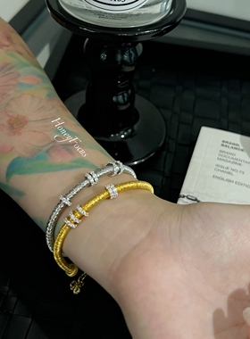 HONEY FOCUS闪闪星河手链 轻奢百搭时尚款跑环手链 925银合成锆石