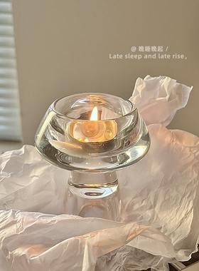 ins风蘑菇玻璃烛台氛围布置装饰