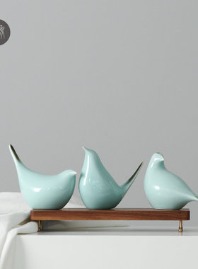 几象原创陶瓷小鸟新中式简约摆件