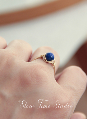 天然青金石麻花戒指女款