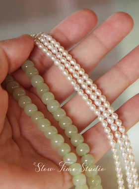 天然淡水珍珠和田玉戒指