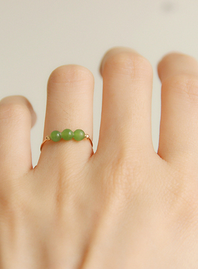 碧玉戒指14k包金原创设计褪色