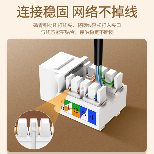 绿联网络模块六类千兆家用网口超五类百兆5e非屏蔽电脑rj45对接插座头rj11电话语音信息模块家庭综合工程布线