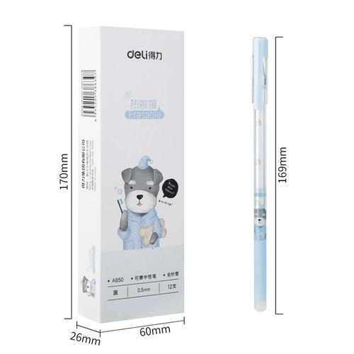 Стираемая ручка-ластик для школьников, черная ручка-роллер, 0.5мм