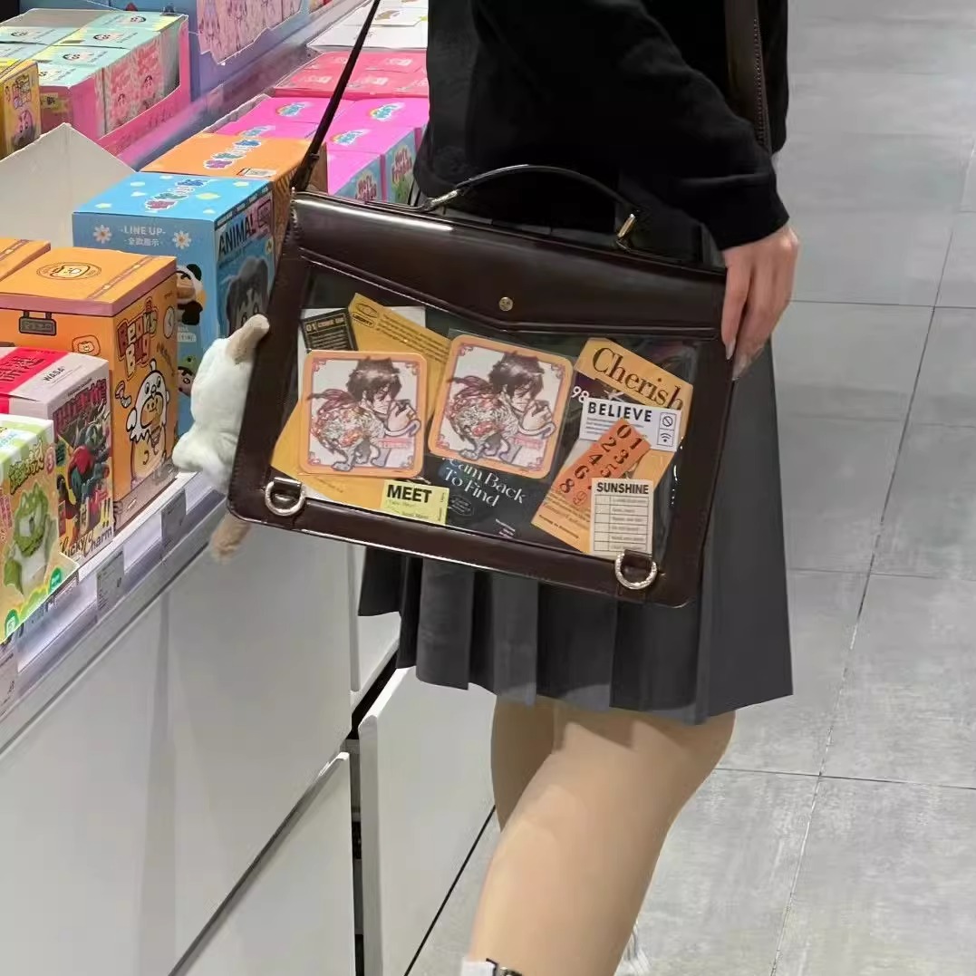 痛包双肩通勤小食量斜挎包单肩日系二次元制服包学院吧唧放书背包 - 图0