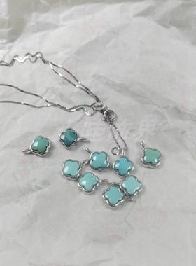 四叶草绿松石吊坠百搭锁骨链饰品