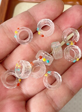 天然白水晶镶嵌跑环透明文玩饰品