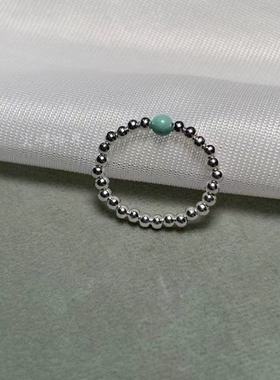 女s925纯银时尚串圆珠戒指高级感